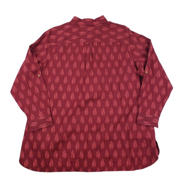 Duluth Trading Hemp Organic Maroon Pink Feather Button Down Women Shirt 2X NWOT - Picture 4 of 10
